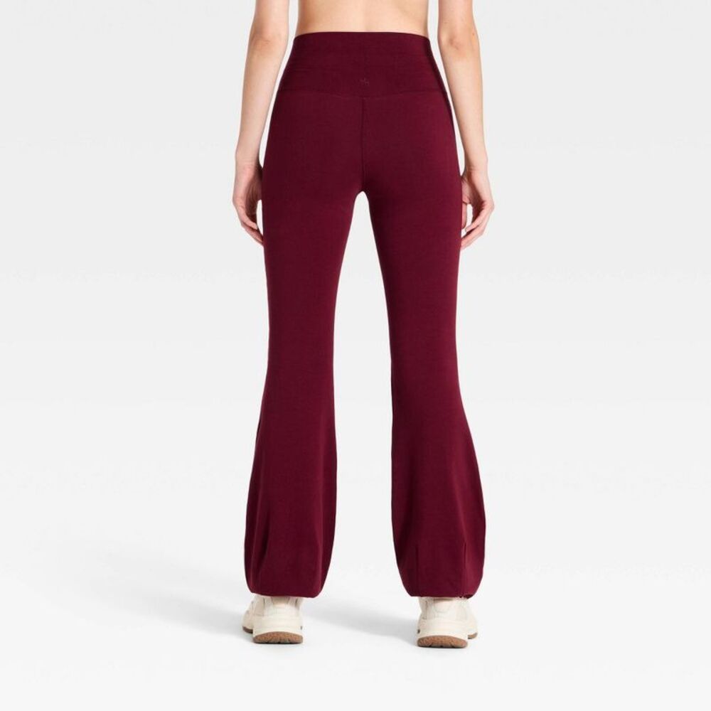 Women's High-Rise Active Tie Bubble Hem Pants - JoyLab Maroon M - Picture 2 of 3